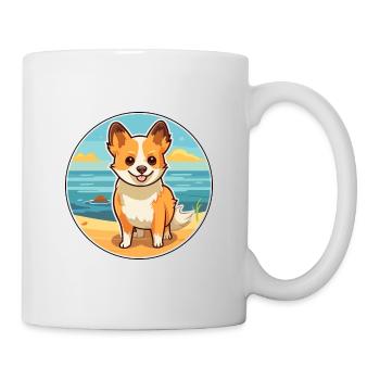 Lundehund chien race dessin animé kawaii clipart chien animal de compagnie - Mug blanc - blanc - Droite