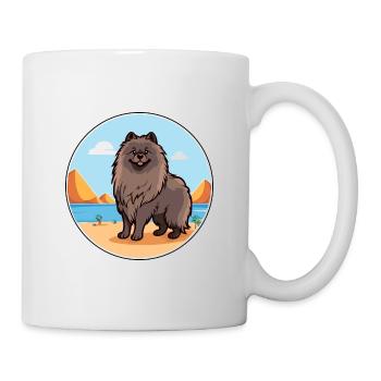 Keeshond Dog Breed Cartoon Kawaii Clipart Dog Pet - Mug - white - Right