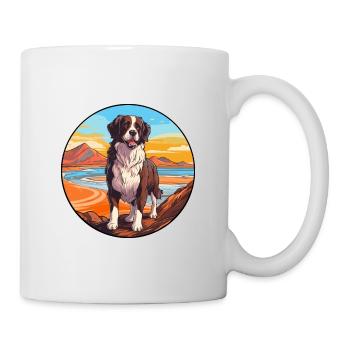 Landseer chien race dessin animé kawaii clipart chien animal de compagnie - Mug blanc - blanc - Droite