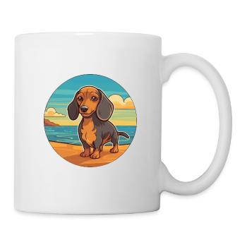 Miniatur Dackel Hund Rasse Cartoon Kawaii Hund - Tasse - Weiß - Rechts
