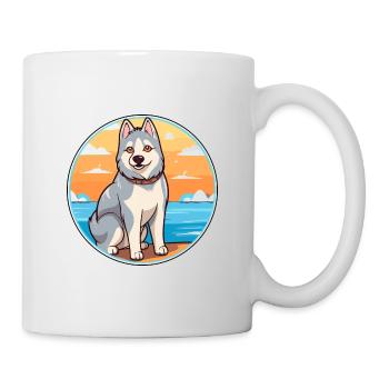 Northern Inuit Dog Breed Cartoon Kawaii Clipart - Mug - white - Right