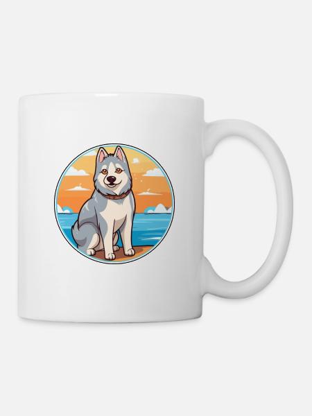 Nördliche Inuit Hunderasse Cartoon Kawaii Clipart - Tasse - Weiß