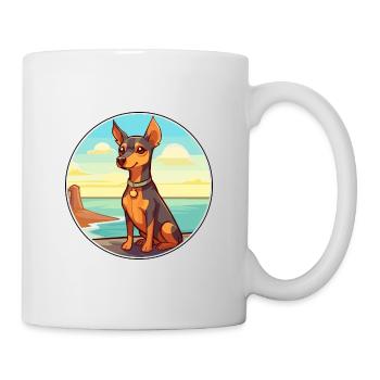 Miniatur Pinscher Hunderasse Cartoon Kawaii Hund - Tasse - Weiß - Rechts