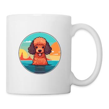 Miniature Poodle Dog Breed Cartoon Kawaii Clipart - Mug - white - Right