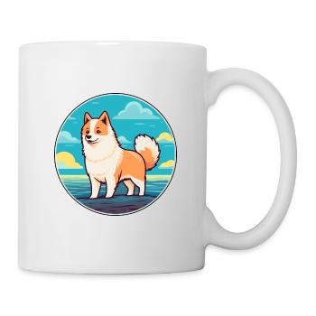 Nordic Spitz Dog Breed Cartoon Kawaii Clipart Dog - Mug - white - Right