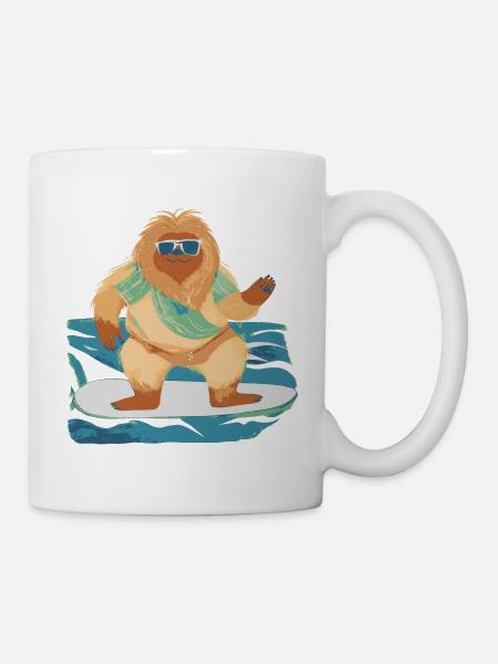 Bigfoot auf Surfbrett - Tasse - Weiß