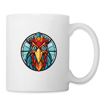Hahn Buntes Aquarell Tier Illustration - Tasse - Weiß - Rechts