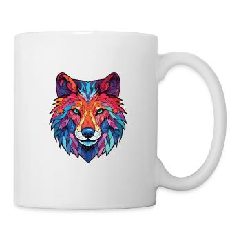 Wolf Colorful Watercolor Animal Pet Illustration - Mug - white - Right