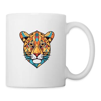 Gepard bunte Aquarell-Tier-Illustration - Tasse - Weiß - Rechts