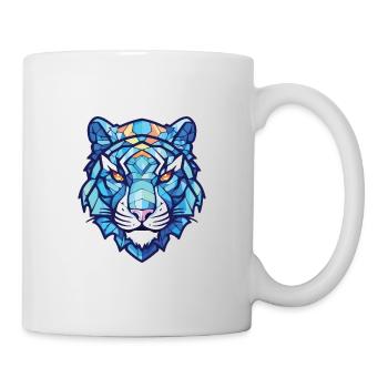 Bleu Aquatique Tigre Aquarelle Colorée Animal de compagnie - Mug blanc - blanc - Droite