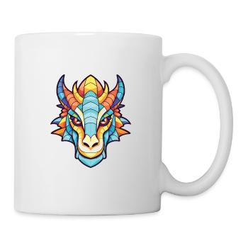 Drache Buntes Aquarell Tier Haustier Illustration - Tasse - Weiß - Rechts