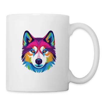 Husky-Hund Bunte Aquarell-Tier-Illustration - Tasse - Weiß - Rechts