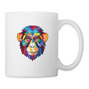 Affe buntes Aquarell Tier Haustier Illustration - Tasse - Weiß - Rechts