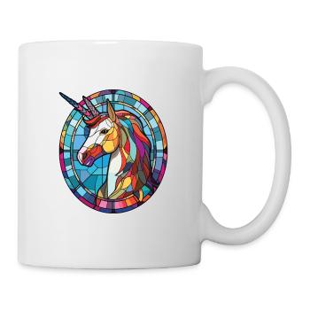 Bunte Aquarell-Tierillustration des Einhorns - Tasse - Weiß - Rechts