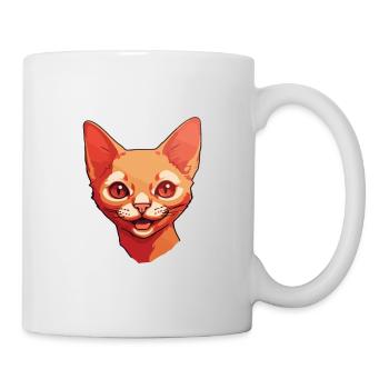 Illustration à l’aquarelle de dessin animé Devon Rex chat rouge - Mug blanc - blanc - Droite