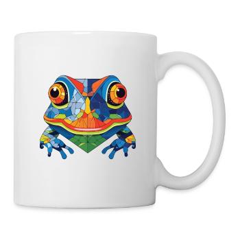 Bunte Aquarell-Tierhaustierillustration des Frosches - Tasse - Weiß - Rechts