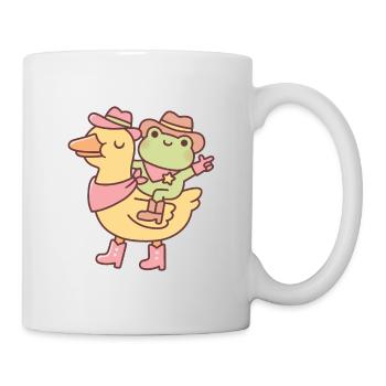 Cute Cowboy Frog Riding Yellow Ducky - Mug - white - Right