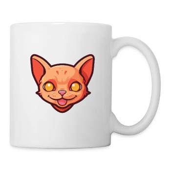 Rote Devon Rex Katze Cartoon Aquarell Illustration - Tasse - Weiß - Rechts