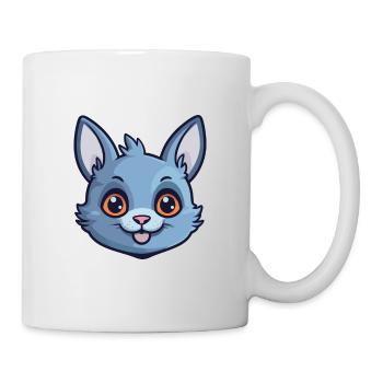 Russische blaue Katze Karikatur Aquarell Illustration - Tasse - Weiß - Rechts