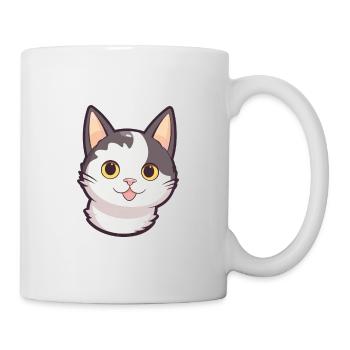 Japanisch Bobtail Katze Karikatur Aquarell Clipart - Tasse - Weiß - Rechts