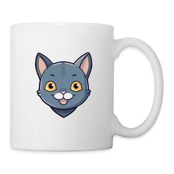 Korat Cat Colorful Cartoon Watercolor Illustration - Mug - white - Right