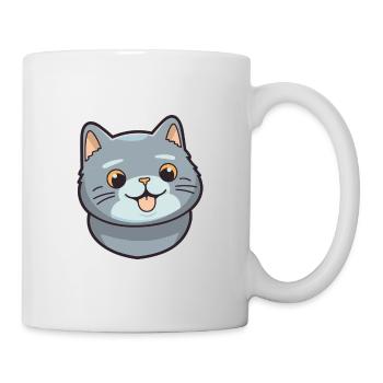 Britische Falte Kurzhaar Katze Karikatur Aquarell Kunst - Tasse - Weiß - Rechts