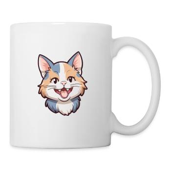 Verdünnte Calico-Katze Cartoon-Aquarell-Illustration - Tasse - Weiß - Rechts