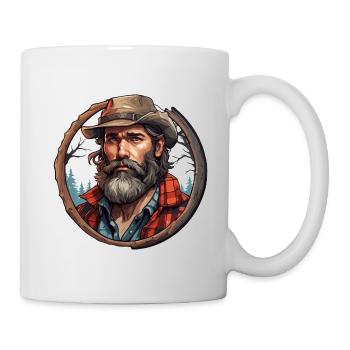 Holzfäller / Mann / Bart / Wald / Hemd / Baum - Tasse - Weiß - Rechts