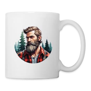 Holzfäller / Mann / Bart / Wald / Hemd / Baum - Tasse - Weiß - Rechts