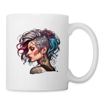 Rocker Girl / Punkrock / Frau / bunte Haare / cool - Tasse - Weiß - Rechts