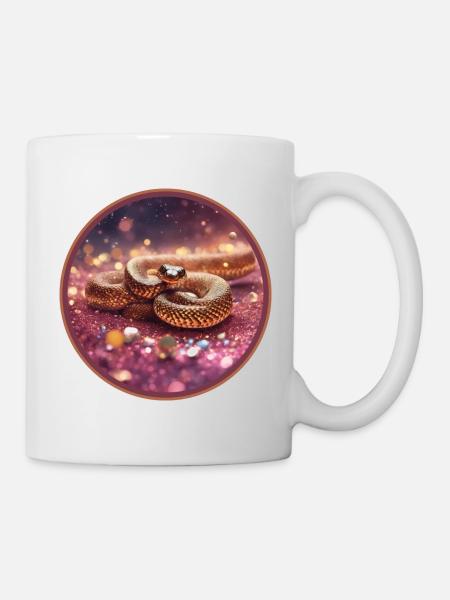 Schlange in Glitzer - Tasse - Weiß