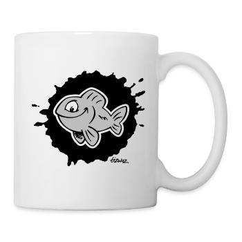 happy klecks sw - Tasse - Weiß - Rechts