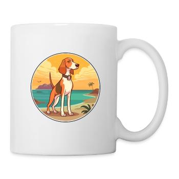 Lévrier norvégien Dunker chien race Cartoon Kawaii - Mug blanc - blanc - Droite