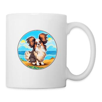 Papillon chien race dessin animé kawaii clipart chien animal de compagnie - Mug blanc - blanc - Droite
