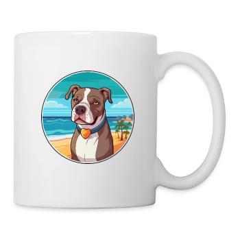 Pitbull chien race dessin animé Kawaii Clipart chien animal de compagnie - Mug blanc - blanc - Droite