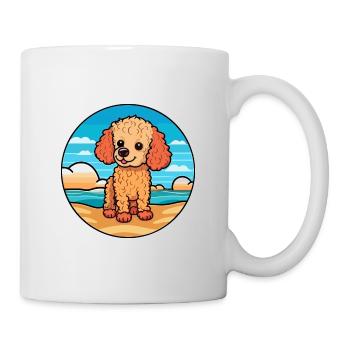 Caniche chien race dessin animé Kawaii Clipart aquarelle - Mug blanc - blanc - Droite