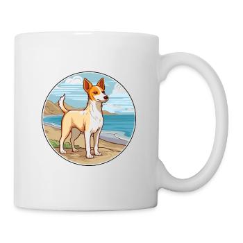 Portugiesisch Podengo Pequeno Hunderasse Cartoon Haustier - Tasse - Weiß - Rechts