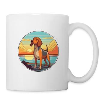 Norwegian Hound Dog Breed Cartoon Kawaii Clipart - Mug - white - Right