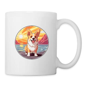 Pembroke Welsh Corgi Dog Breed Cartoon Kawaii Dog - Mug - white - Right
