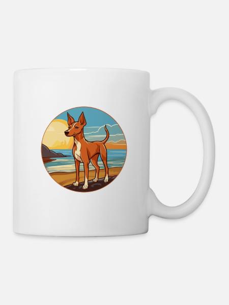 Podenco Ibicenco chien race Cartoon Kawaii Clipart - Mug blanc - blanc