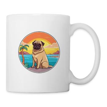 Mops Hund Rasse Cartoon Kawaii Clipart Aquarell - Tasse - Weiß - Rechts