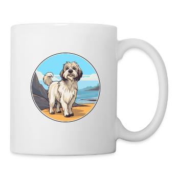 Berger des Pyrénées chien race Cartoon Kawaii Clipart - Mug blanc - blanc - Droite