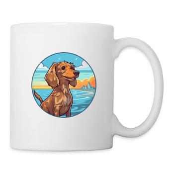 Wirehaired Dachshund Dog Breed Cartoon Kawaii Dog - Mug - white - Right