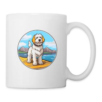 Chien de berger des Pyrénées chien race Cartoon Kawaii Clipart - Mug blanc - blanc - Droite
