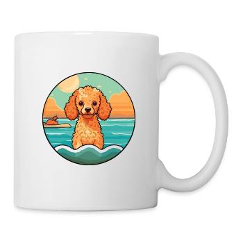 Toy Poodle Dog Breed Cartoon Kawaii Clipart Dog - Mug - white - Right