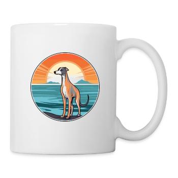 Whippet chien race dessin animé Kawaii Clipart chien animal de compagnie - Mug blanc - blanc - Droite