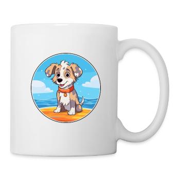 Taigan Dog Breed Cartoon Kawaii Clipart Watercolor - Mug - white - Right