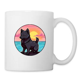 Schipperke chien race dessin animé Kawaii Clipart chien - Mug blanc - blanc - Droite