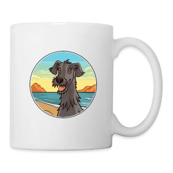 Scottish Deerhound Dog Breed Cartoon Kawaii Dog - Mug - white - Right