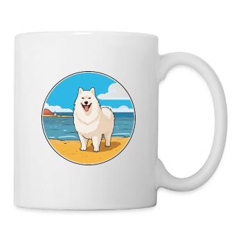 Samoyède chien race Cartoon Kawaii Clipart chien animal de compagnie - Mug blanc - blanc - Droite